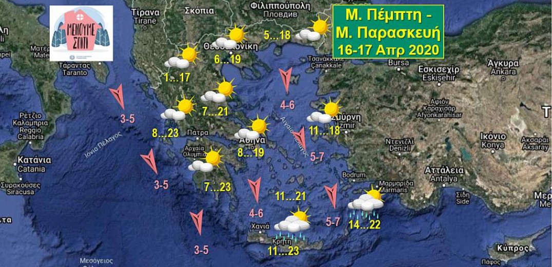 Επανέρχεται η καλοκαιρία με ηλιοφάνεια, άνοδο της θερμοκρασίας και εξασθένιση των Βοριάδων