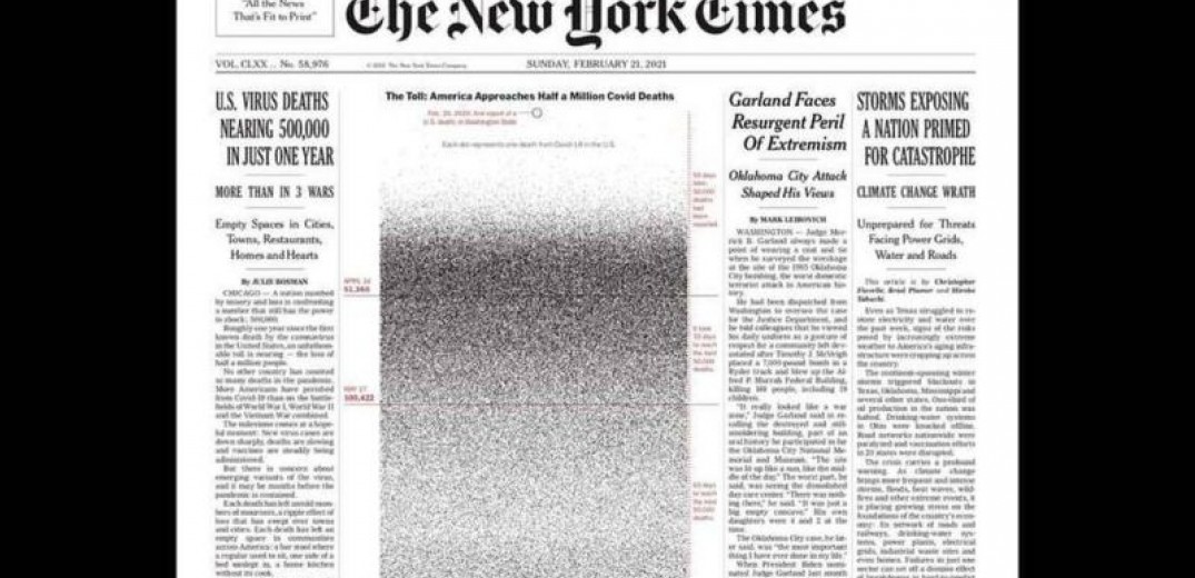 Το πρωτοσέλιδο των New York Times αποτίνει φόρο τιμής στα θύματα του κορονοϊού!