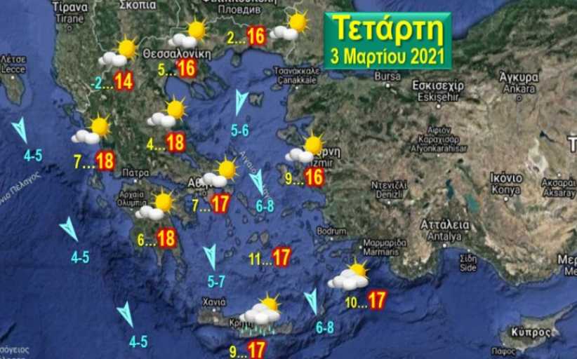 Ανοιξιάτικες λιακάδες με ανοδική πορεία της θερμοκρασίας από την Τετάρτη