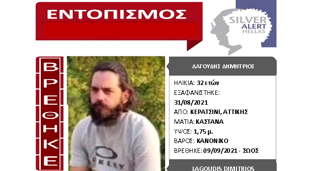 ΓΡΑΜΜΗ ΖΩΗΣ - Εντοπίσθηκε και επέστρεψε στην οικογένειά του ο Δημήτρης Λαγούδης