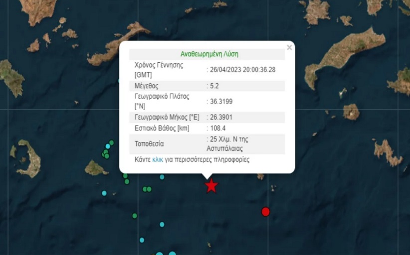 Ισχυρός σεισμός τώρα στην Αστυπάλαια