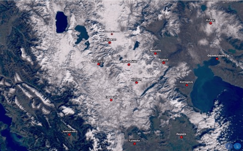Η χιονοκάλυψη στη Βόρεια Ελλάδα, από δορυφόρο
