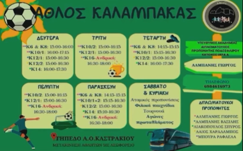 ΑΘΛΟΣ ΚΑΛΑΜΠΑΚΑΣ: Σεζόν 2024-2025! Έναρξη νέας ποδοσφαιρικής χρονιάς.