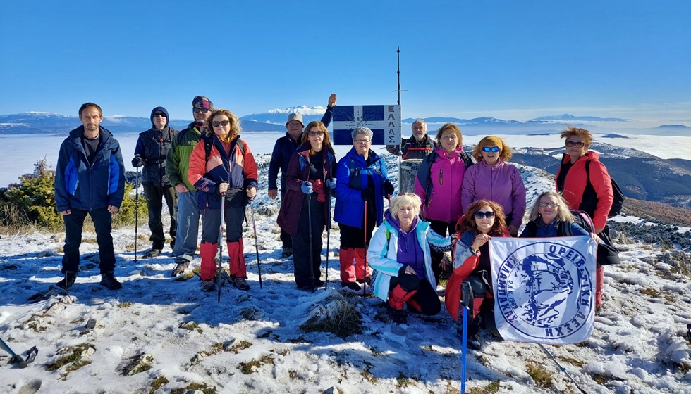 Στη χιονισμένη κορυφή Πρίονος (1.616 μ.) η Ο.Λ. Καλαμπάκας