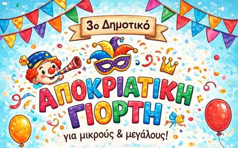 Αποκριάτικη Γιορτή από το 3ο Δημοτικό Σχολείο Καλαμπάκας στις 8 Φεβρουαρίου