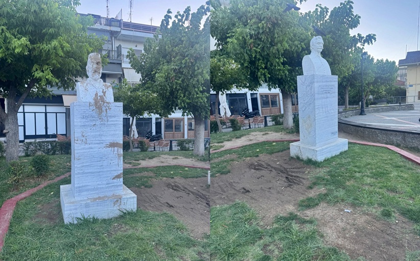 Δήμος Μετεώρων: Βανδαλισμός των προτομών του Παπαθύμιου Βλαχάβα και του Χριστόδουλου Χατζηπέτρου στην κεντρική πλατεία